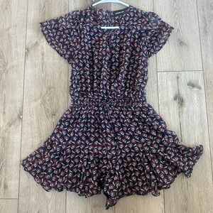 Vici Sugar Lips Navy Blue and Red Patterned Romper Tie Waist Flowy Summer Outfit